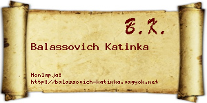 Balassovich Katinka névjegykártya